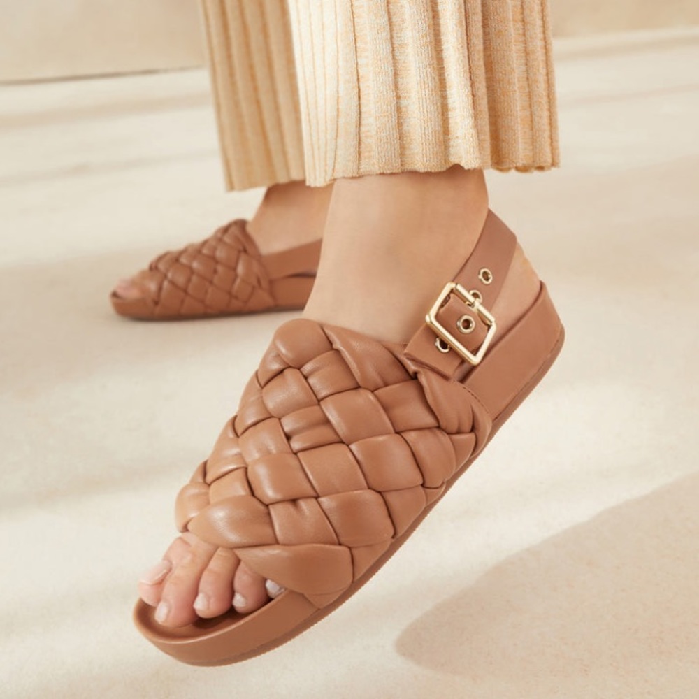 Loeffler Randall Benton Woven Slingback Footbed Sandal Size 6.5 (Dark Sand) -New